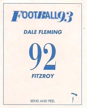 1993 Select AFL Stickers #92 Dale Fleming Back